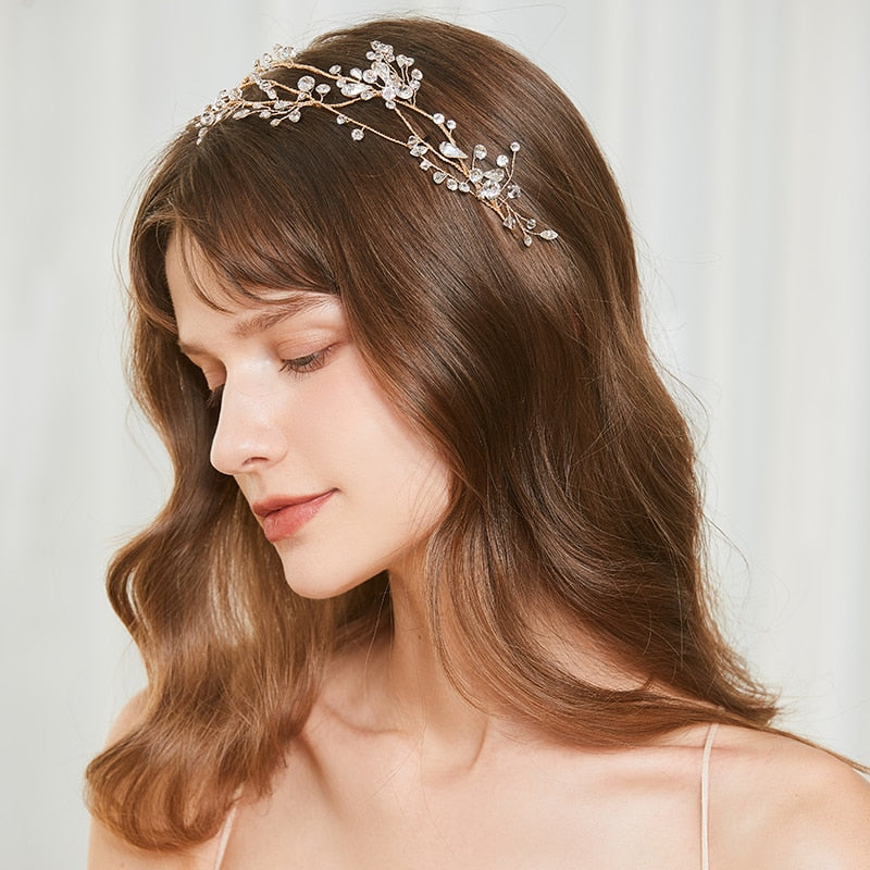 Handmade Bridal Crystal Flower Headband