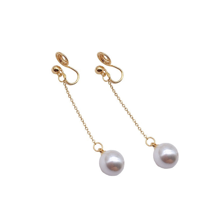 Pearl Tassel Brass Coil Earrings