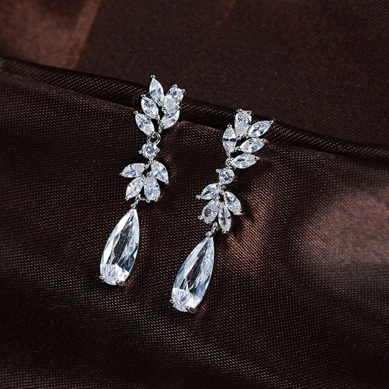 Water Drop Zirconia Clip on Earrings