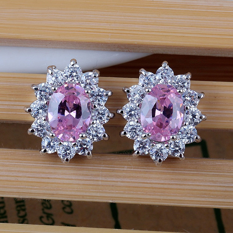 Premium Zirconia Crystal Oval Clip on Earrings