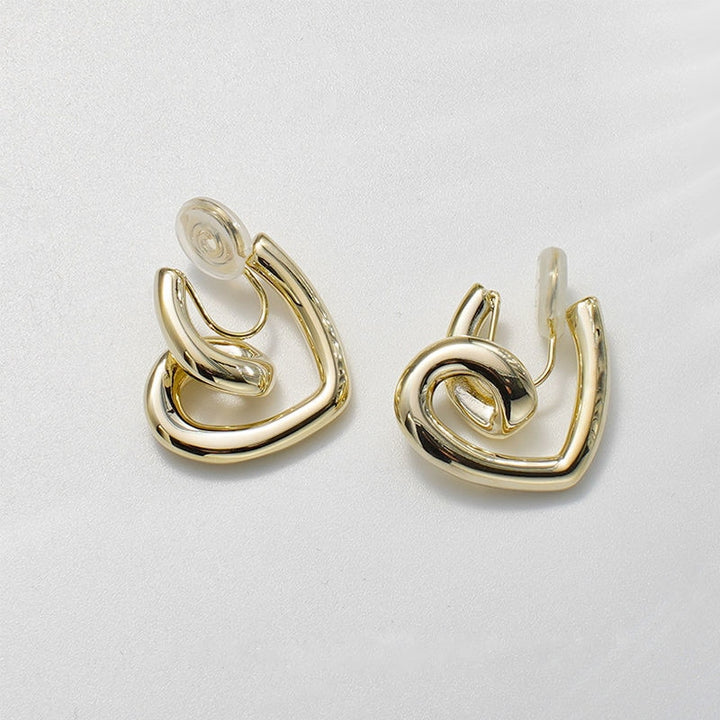 Loving Heart Brass Coil Earrings