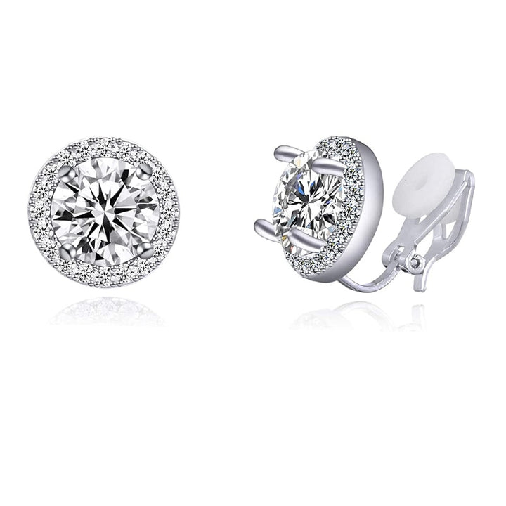 Cubic Zirconia Crystal Clip On Earrings