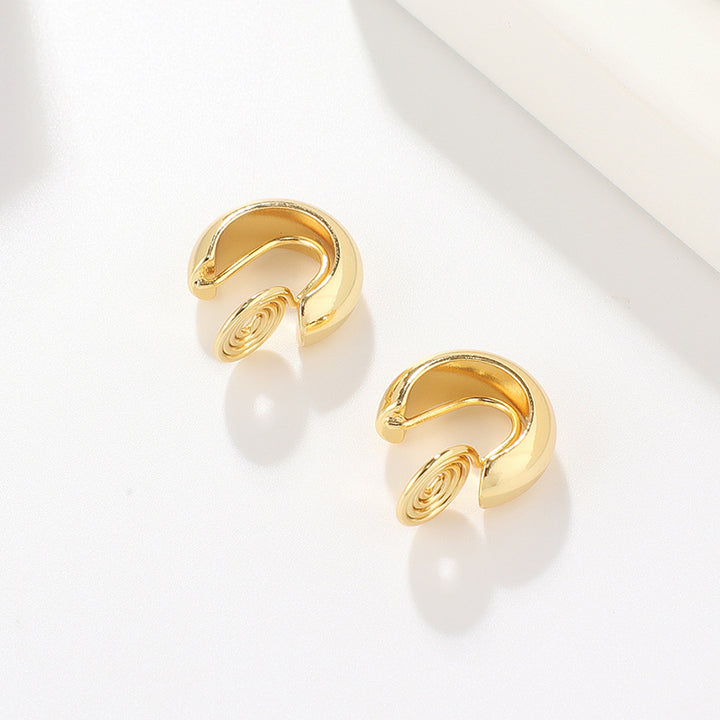 Vintage Huggie Brass Coil Earrings