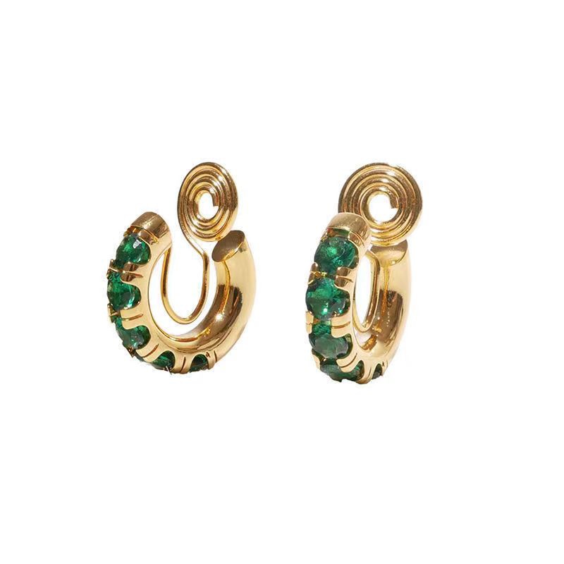 Huggie Zirconia Brass Coil Earrings