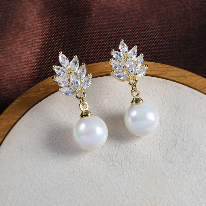 Premium Pearl Zirconia Crystal Clip on Earrings