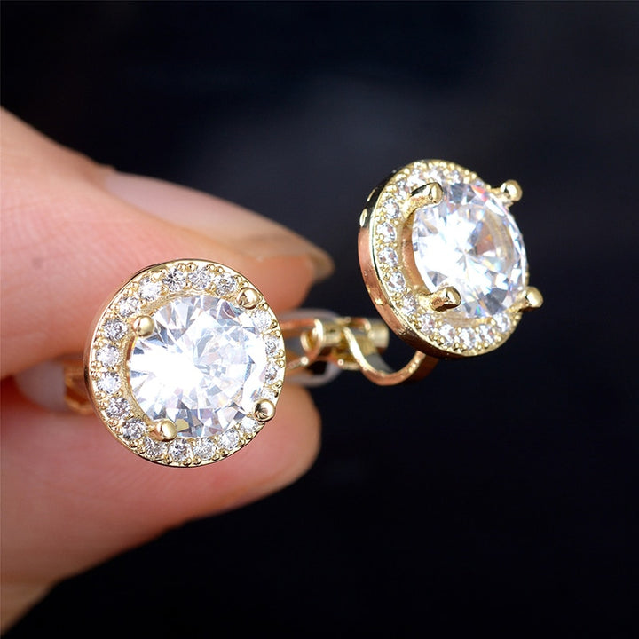 Cubic Zirconia Crystal Clip On Earrings