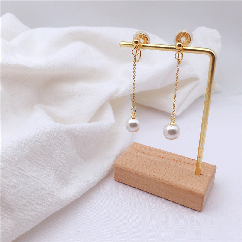 Pearl Tassel Brass Coil Earrings