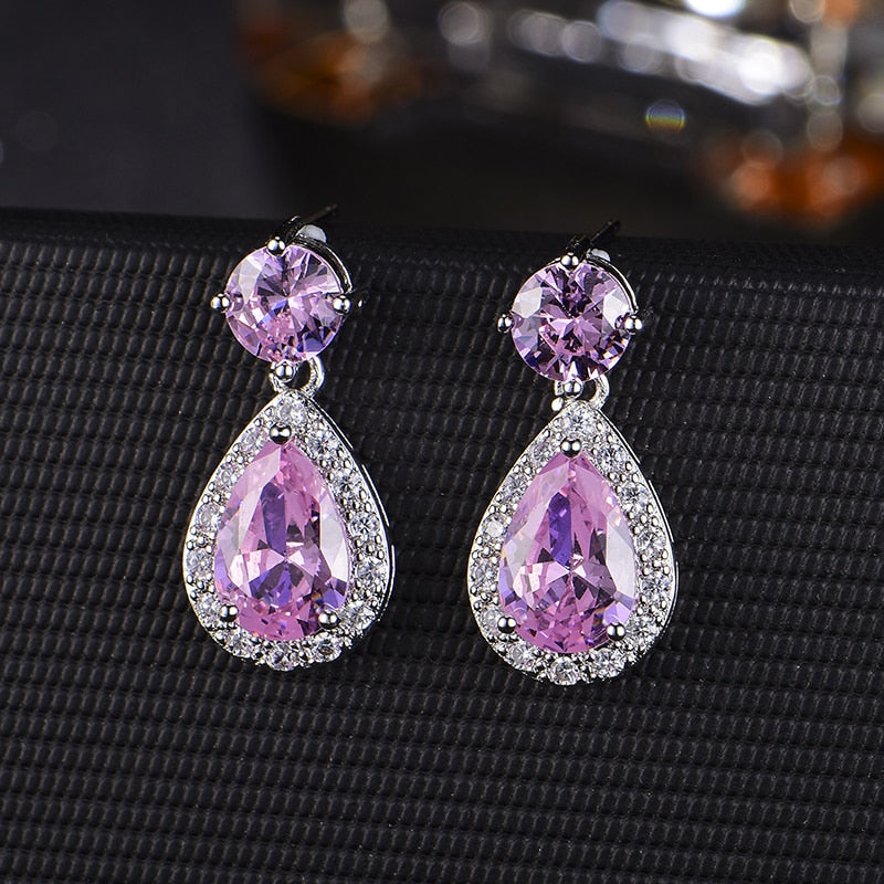 Premium Water Drop Zirconia Crystal Clip on Earrings