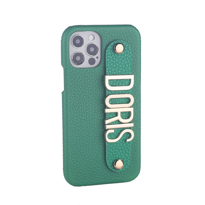 Name Leather Phone Case with Holding Strap