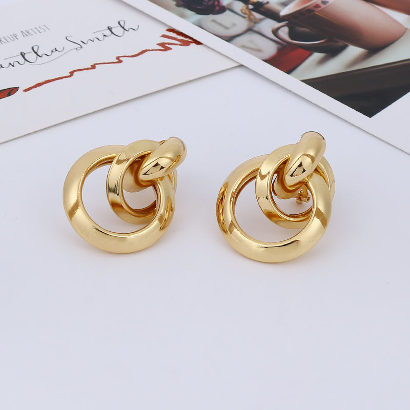 Double Ring Clip On Earrings