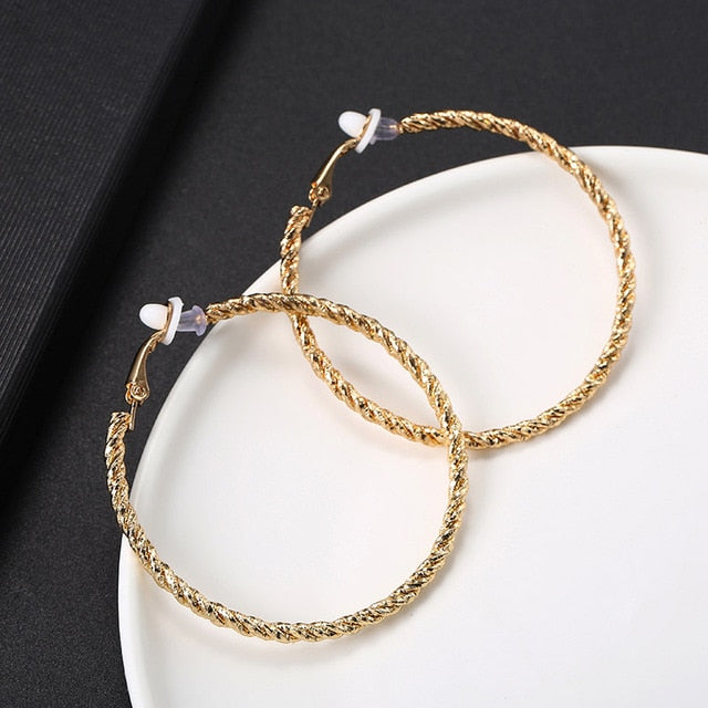 Big Round 60 mm Hoop Clip Earrings