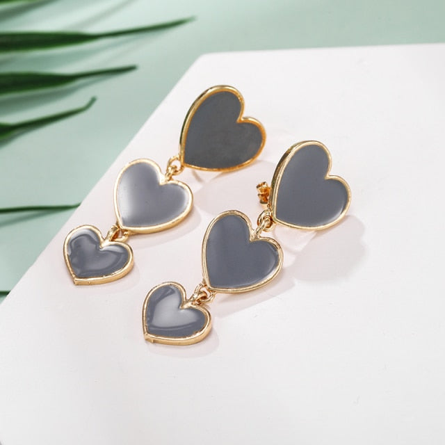 Three Layered Heart Clip on Earrings