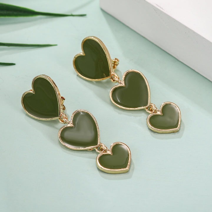 Three Layered Heart Clip on Earrings