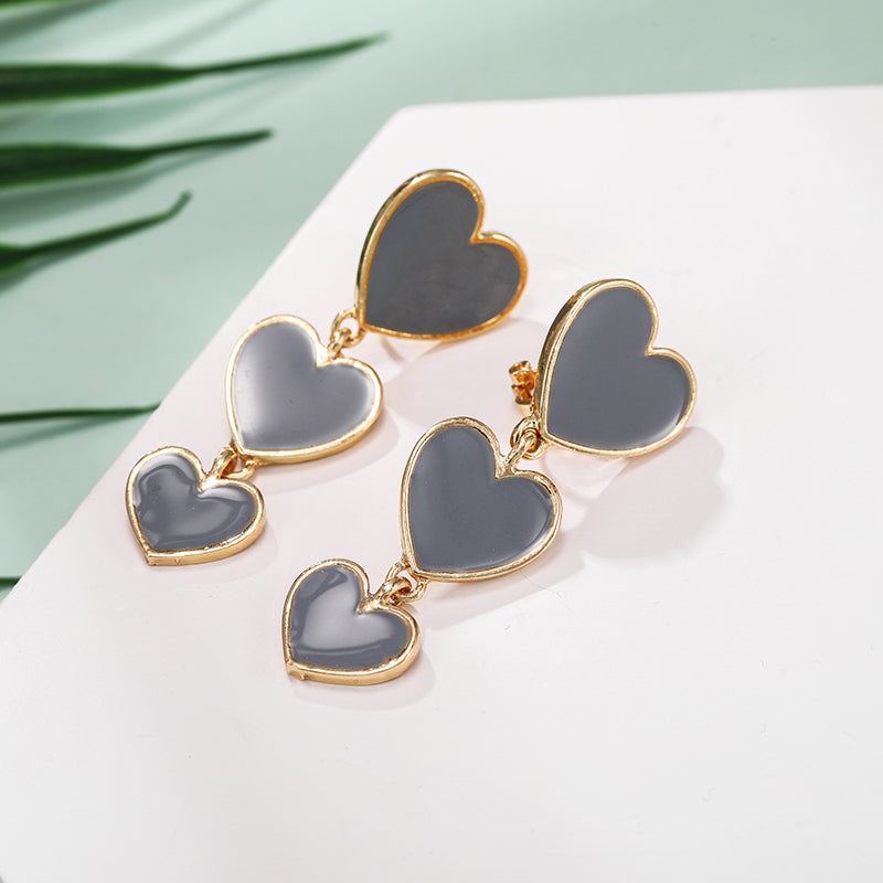 Three Layered Heart Clip on Earrings