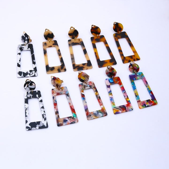 Resin Square Clip On Earrings