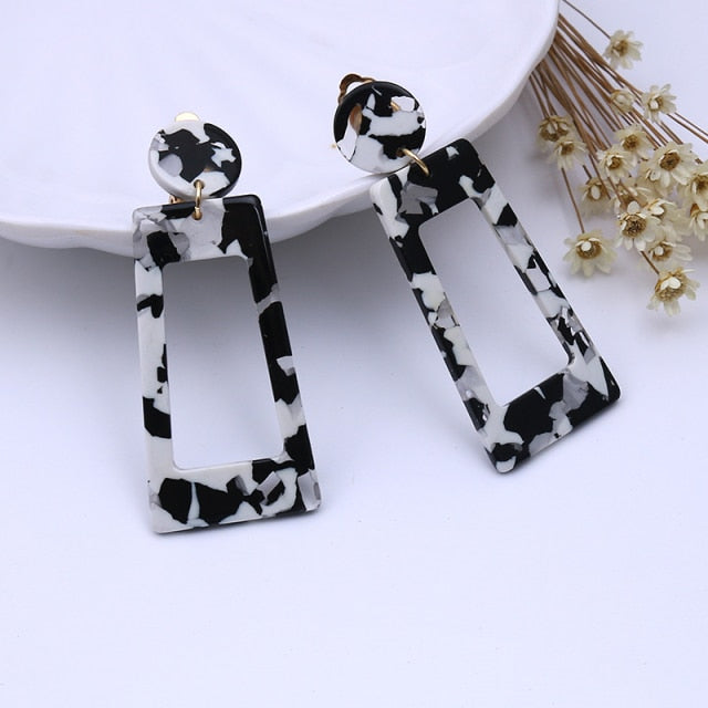 Resin Square Clip On Earrings