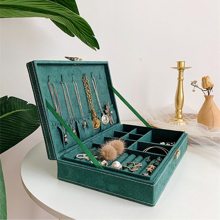 Velvet Double-layers Portable Multifunctional Necklace Rings Bracelet Jewellery Boxes Fashion Holder Organizer