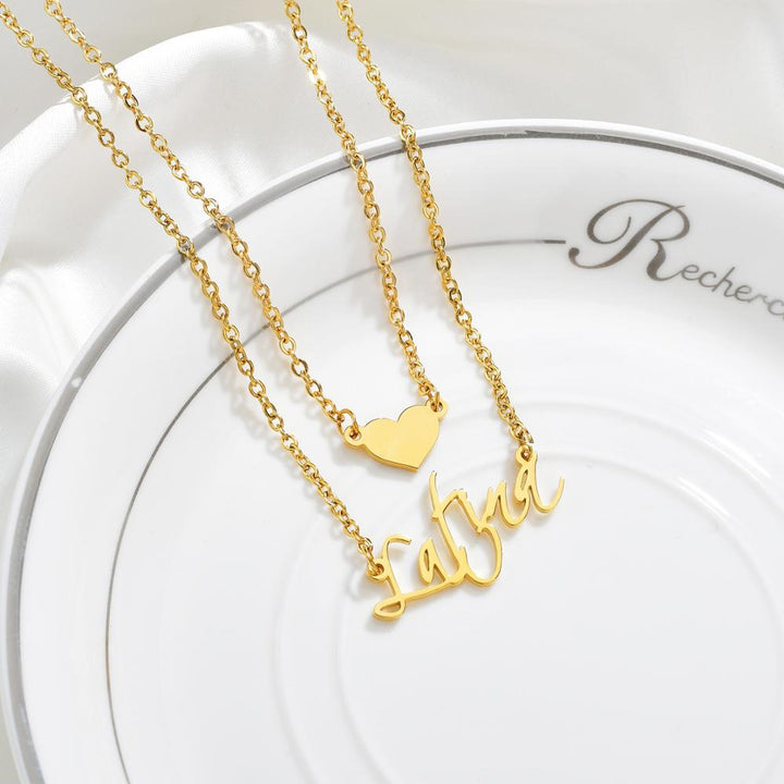 Minimal Personalised Name Necklace with Double Layer