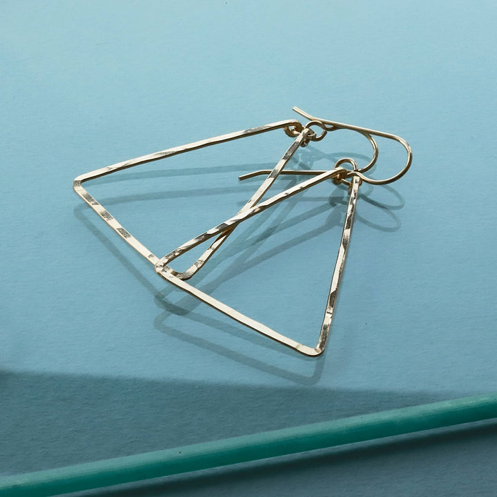 14K Gold Handmade Triangle Earring