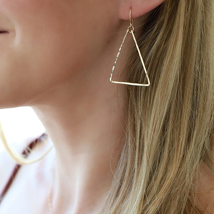 14K Gold Handmade Triangle Earring