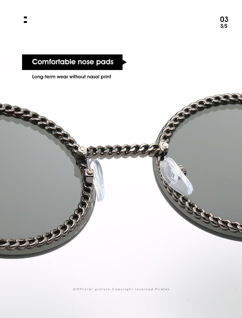 Rimless Round Sunglasses - Black / Black