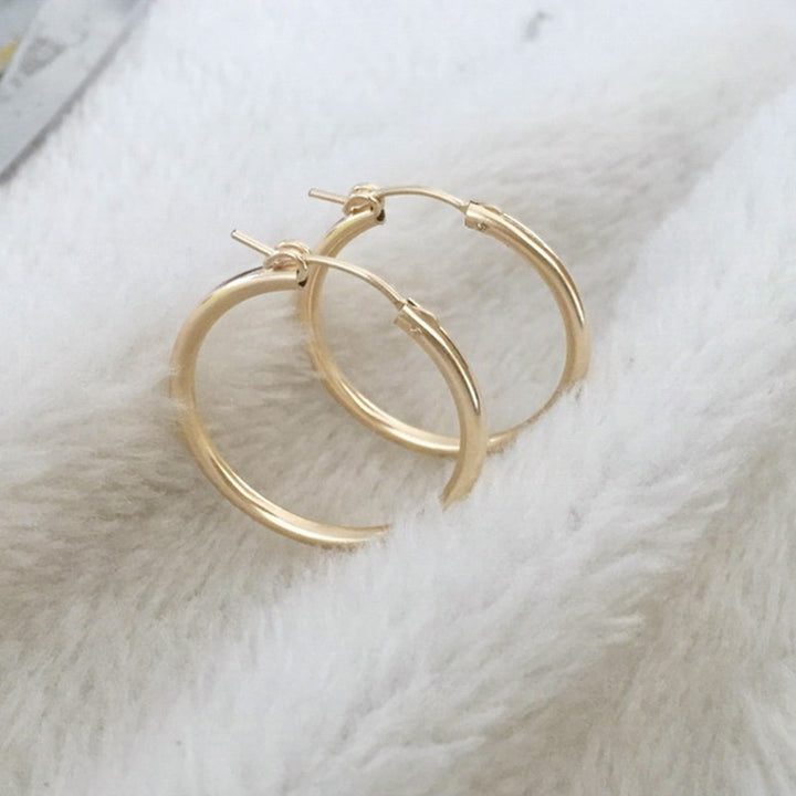 14K Gold Handmade Hoop Earrings 15-35 mm