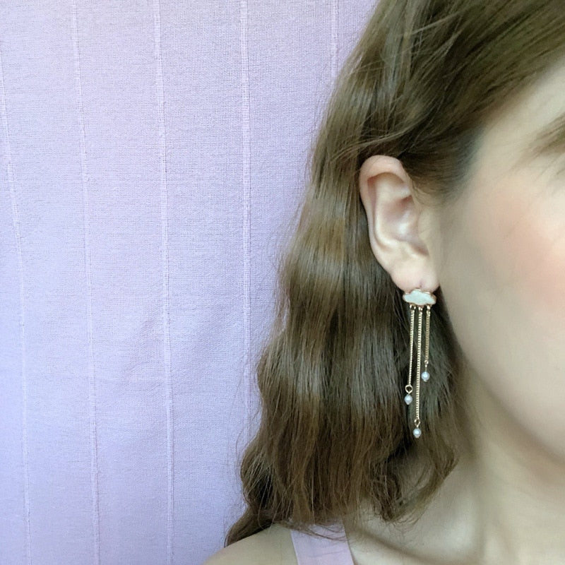 White Cloud Clip on Earrings