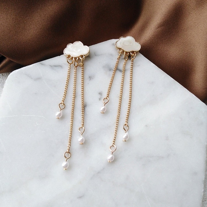 White Cloud Clip on Earrings