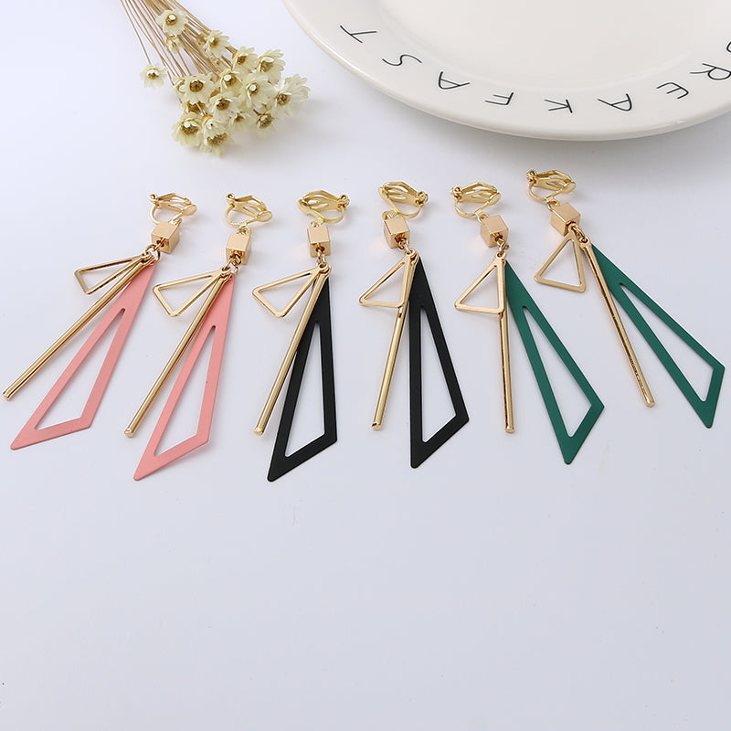 Triangle Geometric Clip on Earrings