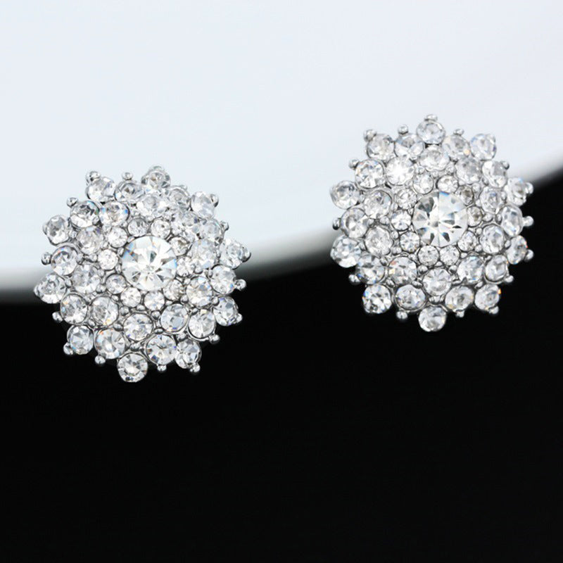 Luxury Big Crystal Clip On Earrings