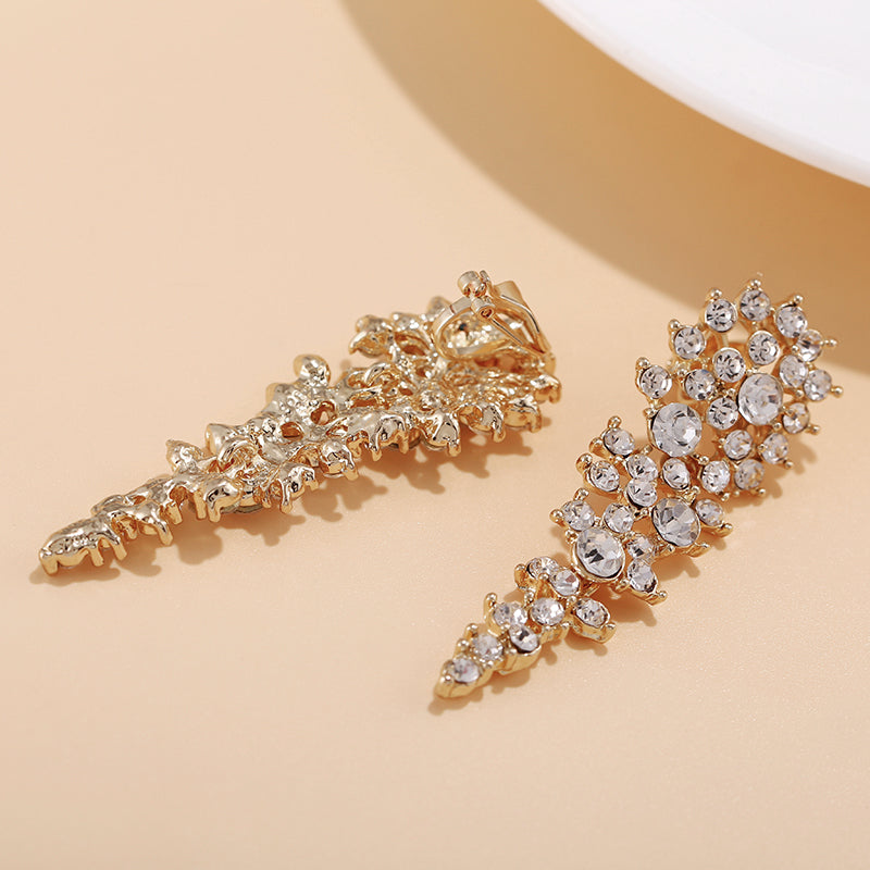 Luxury Crystal Long Bridal Clip on Earrings