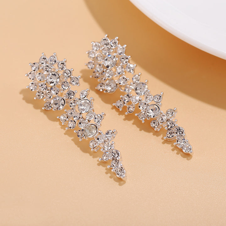 Luxury Crystal Long Bridal Clip on Earrings