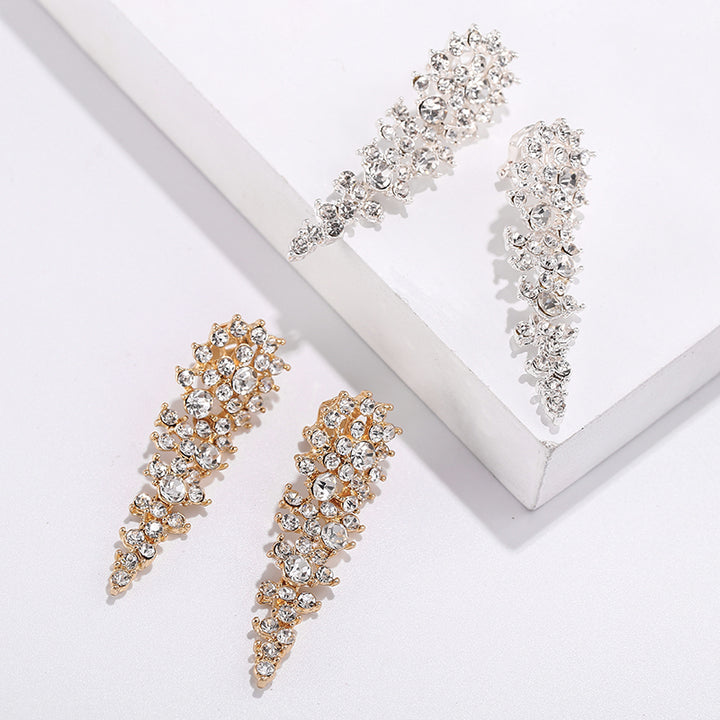 Luxury Crystal Long Bridal Clip on Earrings