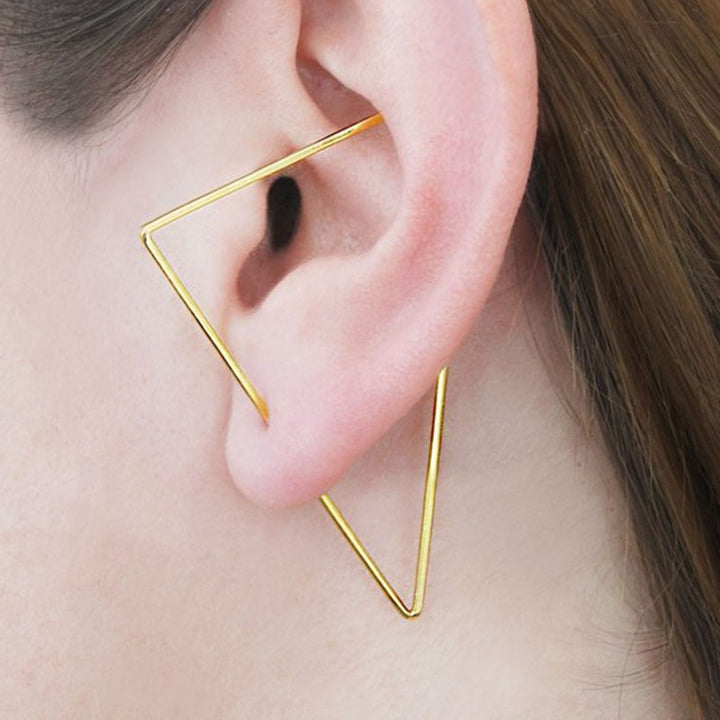 14K Gold Handmade Triangle Earrings