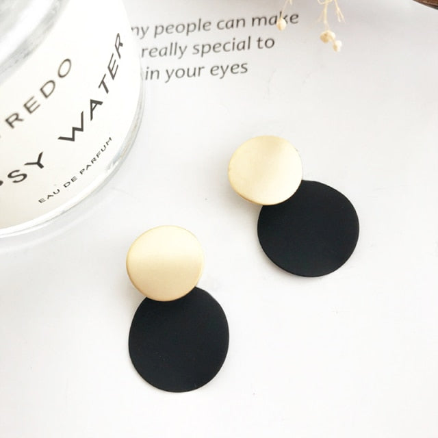 Geometric Round Disc Clip on Earrings