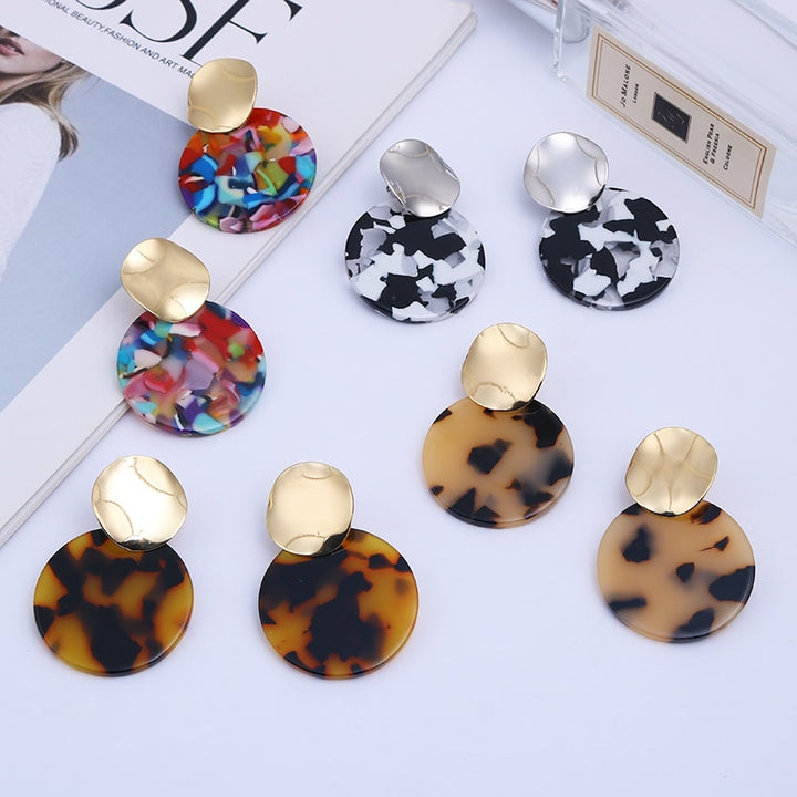 Resin Round Clip On Earrings