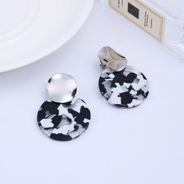 Resin Round Clip On Earrings