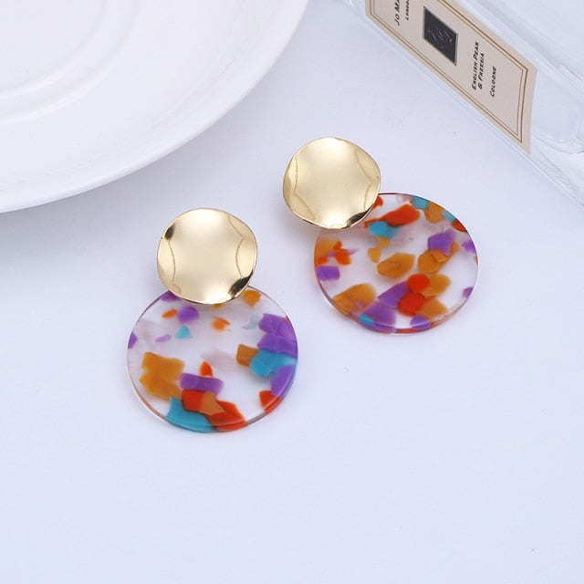 Resin Round Clip On Earrings