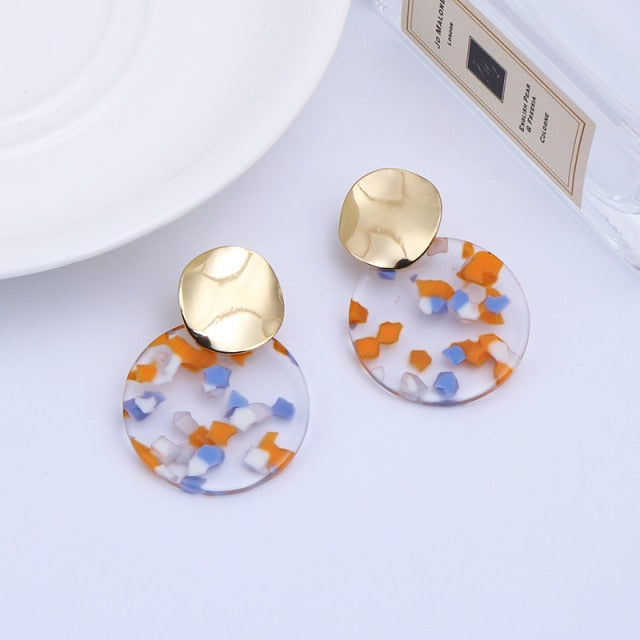 Resin Round Clip On Earrings