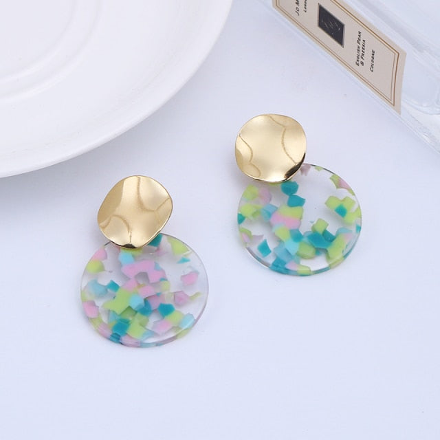 Resin Round Clip On Earrings