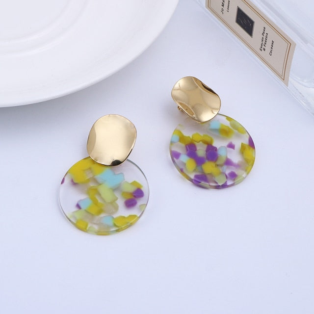 Resin Round Clip On Earrings