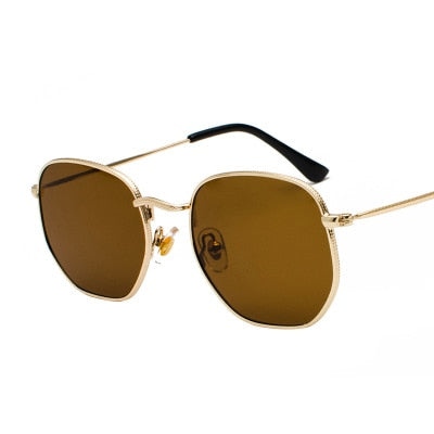 Hexagon Sunglasses - Gold / Tea