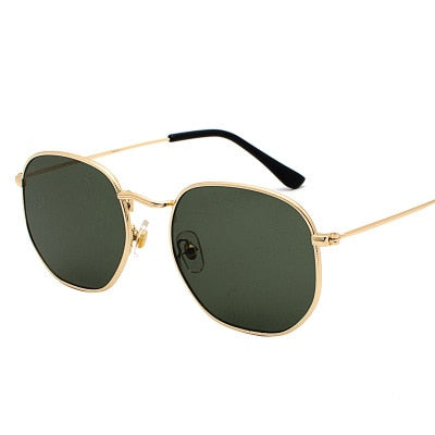 Hexagon Sunglasses - Gold / Dark Green