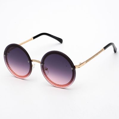 Rimless Round Sunglasses - Gray / Pink