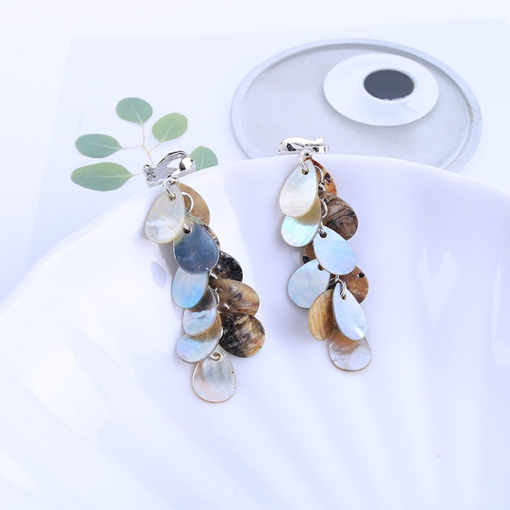 Natural Shell Handmade Clip on Earrings